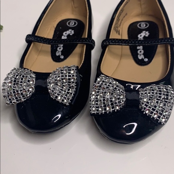 Ositos black ballet paten leather crystal bow girls party shoes 6 - Picture 3 of 8